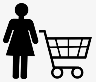 Illustration Of Woman And Shopping Cart - Woman Silhouette Shopping Logo, HD Png Download, Transparent PNG