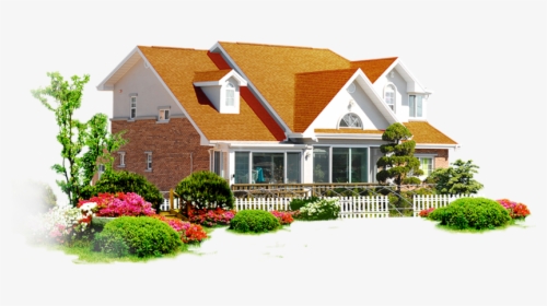 Beautiful House With Gardenand Flower - Real Estate Images Png, Transparent Png, Transparent PNG