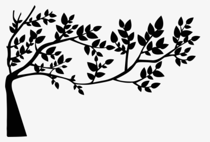 Visual Arts,plant,flower - Tree With Leaves Silhouette, HD Png Download, Transparent PNG