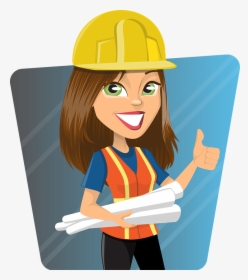 Woman, Engineer, Work, Worker, Lady, Plans, Helmet - Woman Project Manager Cartoon, HD Png Download, Transparent PNG