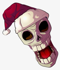 Cartoon Skull In A Santa Hat By Eballen - Skull With Christmas Hat, HD Png Download, Transparent PNG