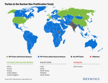 Parties To The Nuclear Non-proliferation Treaty - Un Member States Map, HD Png Download, Transparent PNG