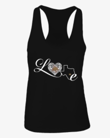 Love Texas State Bobcats Pattern Heart State Outline - Active Tank, HD Png Download, Transparent PNG