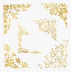 Gold Foil Corners, Garnishes, Corner Fillers - Corner Gold Floral Png, Transparent Png, Transparent PNG