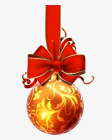 Christmas Ball With Red - Christmas Ornament With Bow, HD Png Download, Transparent PNG