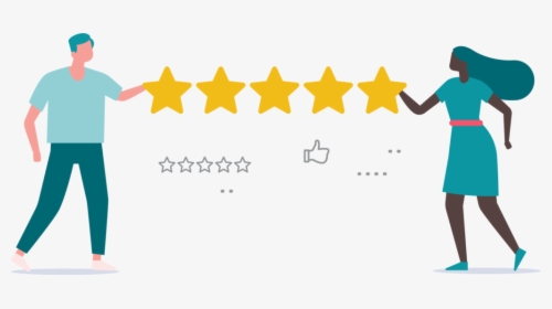 Characters Holding A Five Star Rating Illustrating - Online Review, HD Png Download, Transparent PNG
