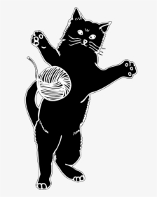 Cat Playing With Ball Of Yarn Silhouette - Playing Cat Clipart, HD Png Download, Transparent PNG