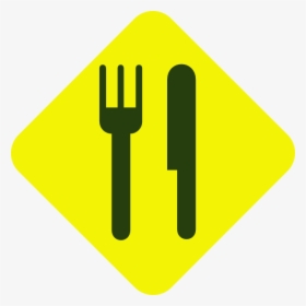 Yellow And Green Knife And Fork Diagonal Svg Clip Arts - Traffic Sign, HD Png Download, Transparent PNG