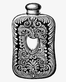 Free Clip Art Decorative Vintage Flask Bottle Image - Vintage Flask Bottle Clipart, HD Png Download, Transparent PNG
