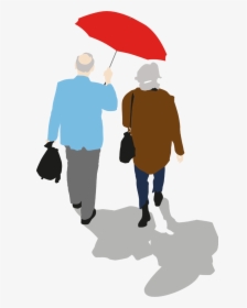 Older Couple Walking With Umbrella - Umbrella, HD Png Download, Transparent PNG