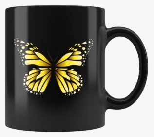 Beautiful Yellow Butterfly Mug Yellow Butterfly Drinkware - Monarch Butterfly On Transparent, HD Png Download, Transparent PNG