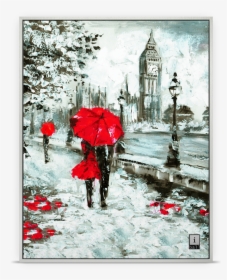 Red Umbrella Couple Painting, HD Png Download, Transparent PNG