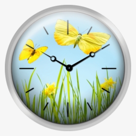 Yellow Butterflies With Grass And Daffodils - Texture Clock Png, Transparent Png, Transparent PNG