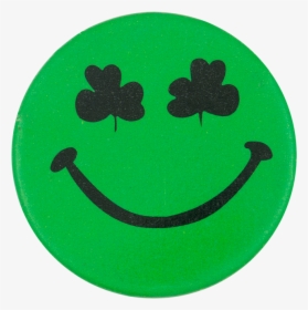 Green Shamrock Eyes 2 Smileys Button Museum - Smiley, HD Png Download, Transparent PNG