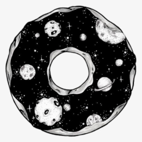 #donuts #galaxy #planet #blackandwhite #tumblr - Donut Planet Black And White, HD Png Download, Transparent PNG