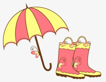 For April Clipart Free - Rain Boots And Umbrella Clipart, HD Png Download, Transparent PNG