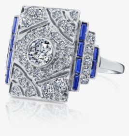 Art Deco Sapphire Diamond Ring, HD Png Download, Transparent PNG