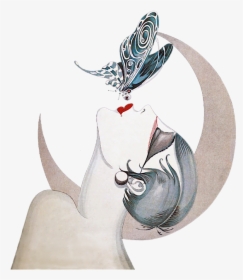 Art Deco Woman With Butterflies, HD Png Download, Transparent PNG