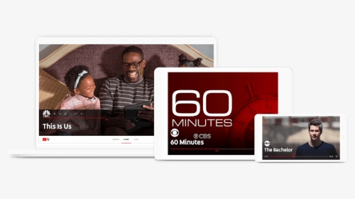 Youtube Tv Mockups On A Laptop, Tablet, And Smartphone - 60 Minutes, HD Png Download, Transparent PNG