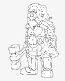 Dwarf Warrior Black White Line Art Christmas Xmas Toy - Illustration, HD Png Download, Transparent PNG