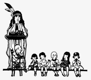 Native American And Children - Native American People Line Art Black And White, HD Png Download, Transparent PNG