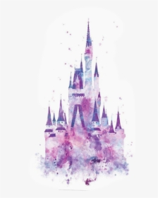 Watercolor Disney Castle Silhouette , Png Download - Silhouette Disney Castle Watercolor, Transparent Png, Transparent PNG