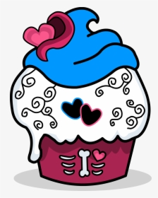 Zombie Sugar Skull Free Picture - Cupcakes And Sugar Skull Art, HD Png Download, Transparent PNG