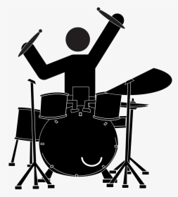 Transparent Drums Clipart - Stickman Playing Drums, HD Png Download, Transparent PNG