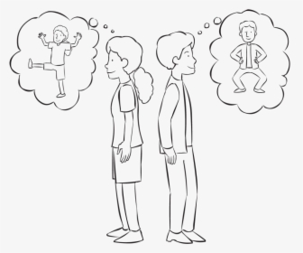 Two People Standing Back To Back Thinking Of Two Different - Line Art, HD Png Download, Transparent PNG