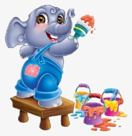 Cute Cartoon Animal Painting - Animal Painting Clipart, HD Png Download, Transparent PNG