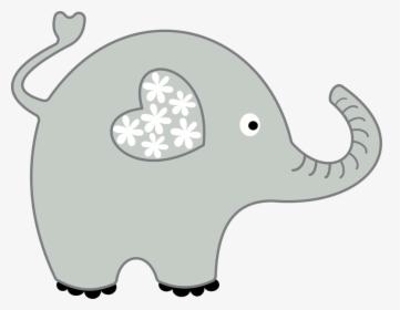 Transparent Baby Shower Elephant Png - Elephant With Heart Ear, Png Download, Transparent PNG