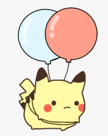 #cute #kawaii #pikachu #ballon #pokemon No 😫 Tiny - Flying Pikachu With Balloons, HD Png Download, Transparent PNG