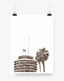 Capitol Records Building, Hollywood - Monochrome, HD Png Download, Transparent PNG