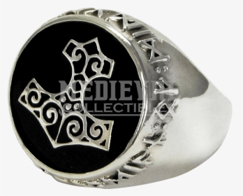 Sterling Silver Thors Hammer Signet Ring - Thor's Hammer Signet Ring, HD Png Download, Transparent PNG