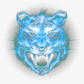 Ftestickers Fantasyart Tiger Fire Flames Bluefire - Tiger Face Png Hd, Transparent Png, Transparent PNG