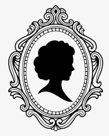 Cameo With Decorative Border - Mirror Clipart Black And White, HD Png Download, Transparent PNG