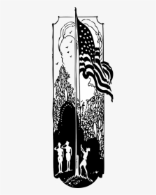 Black And White American Flag Png -flag Raising,boy - Iwo Jima Flag Raisers Clip Art, Transparent Png, Transparent PNG