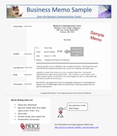 Memos Format In Business Communication, HD Png Download, Transparent PNG