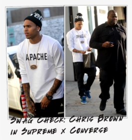 Chris Brown In Supreme Beanie, Apache Tee & Converse - Chris Brown Long Sleeve, HD Png Download, Transparent PNG