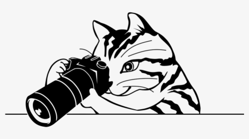 Photographer, Telephoto Lens, Cat, Coverage, Camera - Photography Clipart Black And White, HD Png Download, Transparent PNG