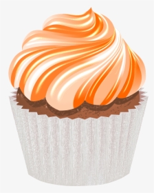 Transparent Muffins Clipart - Orange Frosting Cupcake Clipart, HD Png Download, Transparent PNG