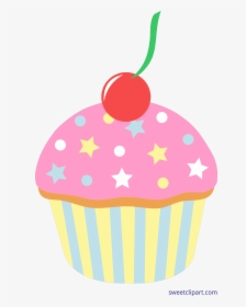 Strawberry Clipart Cupcake - Cartoon Cupcake With Sprinkles, HD Png Download, Transparent PNG