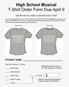 High School T Shirt Order Form Main Image - T Shirt Order Form Template Google Docs, HD Png Download, Transparent PNG