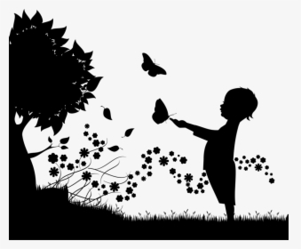 Visual Arts,art,silhouette - Tree Child Silhouette, HD Png Download, Transparent PNG