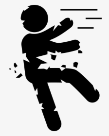Zombie Cracking Falling Silhouette - Falling Person Silhouette Transparent, HD Png Download, Transparent PNG