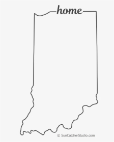 Free Indiana Outline With Home On Border, Cricut Or - Line Art, HD Png Download, Transparent PNG