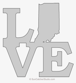 Indiana Love Map Outline Scroll Saw Pattern Shape State - Printable Stencil Of Florida, HD Png Download, Transparent PNG