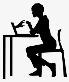How To Check If A Website Is A Scam - Silhouette Sitting At Desk, HD Png Download, Transparent PNG