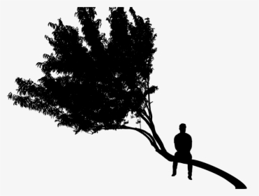 Man Sitting On Tree Silhouette, HD Png Download, Transparent PNG