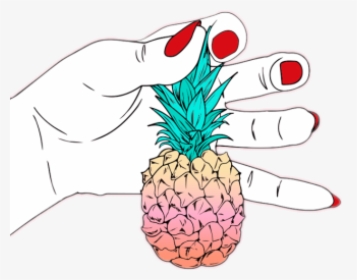 #pineapple #anana #piña - Pink Background Hand, HD Png Download, Transparent PNG